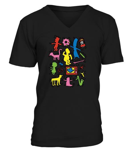 Simpsons Keith Haring V-Neck T-shirt
