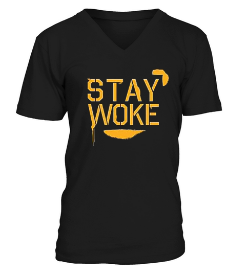 Stay Woke Graffiti Graphic V-Neck T-shirt