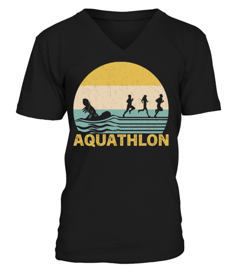 Sunset Aquathlon Vintage Retro V-Neck T-shirt