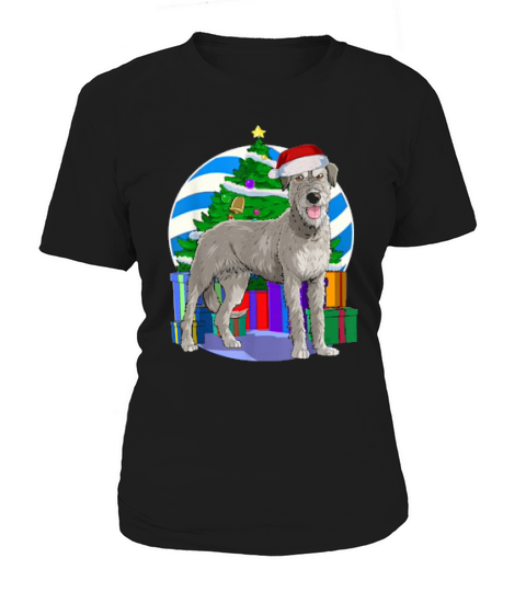 Funny Irish Wolfhound Santa Christmas Tree Decor Women's T-Shirt
