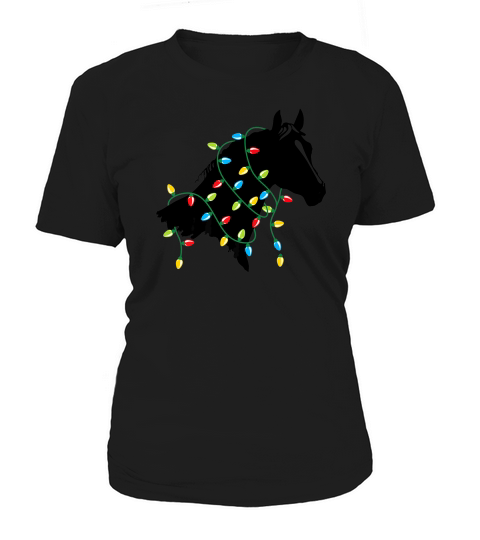 Horse Tangled Up In Colored Christmas Lights Holiday Women's T-Shirt