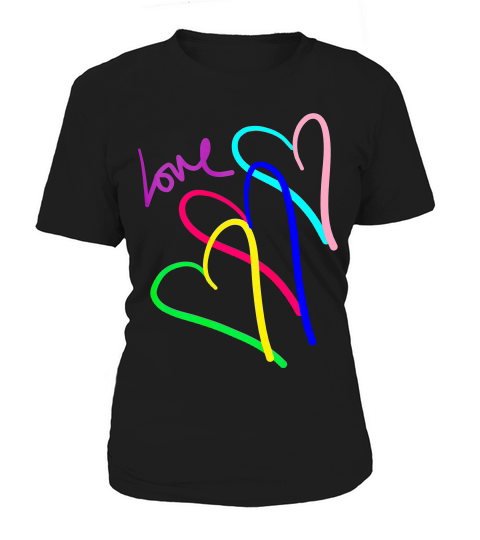 Love Neon Hearts Rainbow Connection Valentine Girls T-shirt Women's T-Shirt