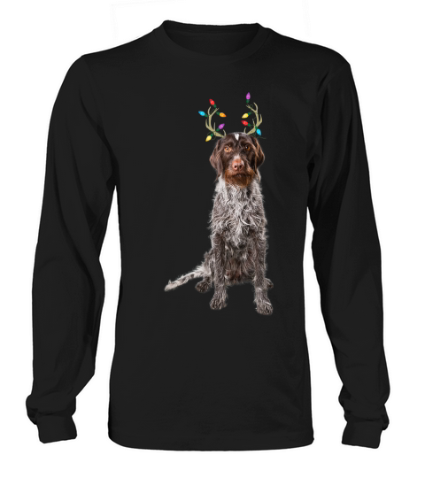 German Wirehaired Pointer Reindeer Christmas Dog Long sleeved Unisex