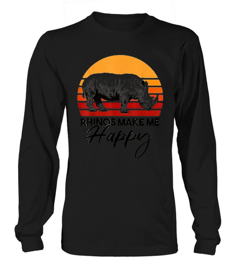Rhinos Make Me Happy Vintage Long sleeved Unisex