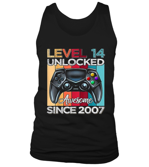 Level 14 Unlocked Awesome Since 2007 14th Birthday Gaming Tank Top Unisex