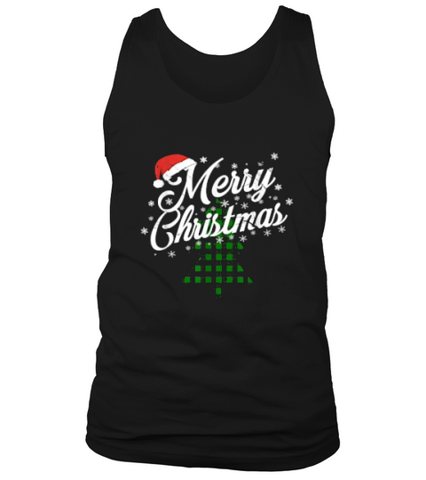 Vintage Merry Christmas Plaid Tree With Snow Tank Top Unisex