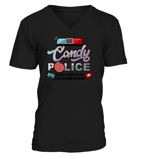 Candy Police Halloween Trick Or Treat For Kids Light V-Neck T-shirt