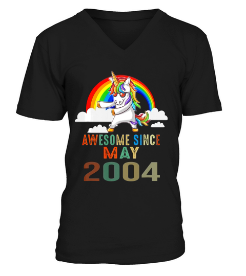 Flossing Unicorn 15 Year Old May 2004 15th Birthday T-shirt V-Neck T-shirt
