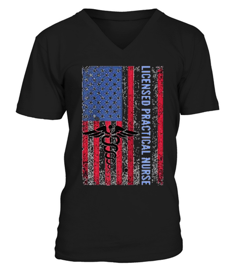 Licensed Practical Nurse Lpn Gift Gear Vintage Us Flag V-Neck T-shirt