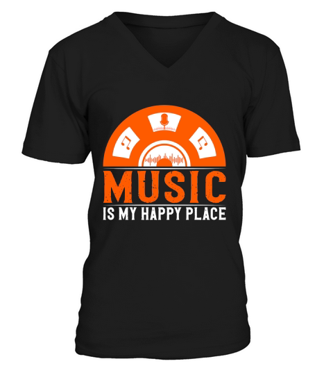 Music is My Happy Place V-Neck T-shirt