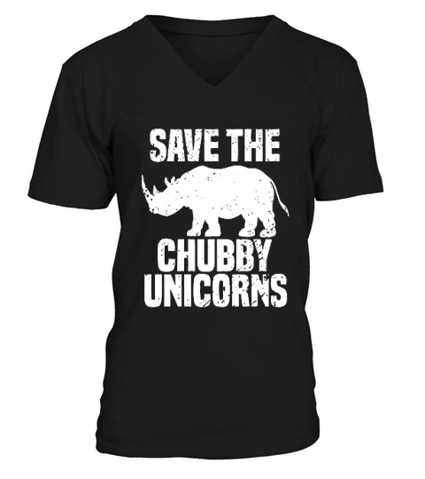Save The Chubby Unicorn Hipster V-Neck T-shirt