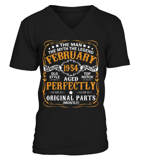 The Man Myth Legend February 1954 65th Birthday Gift T-shirt V-Neck T-shirt