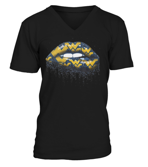 Virginia Mountaineers Lips V-Neck T-shirt