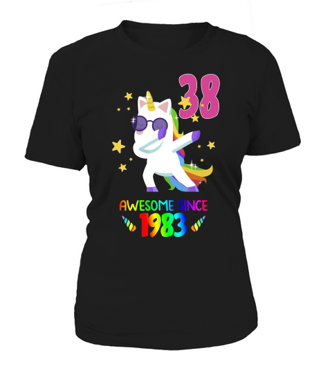 Happy 38th Birthday Since 1983 Funny Unicorn Dabbing 2021 Gift Women's T-Shirt