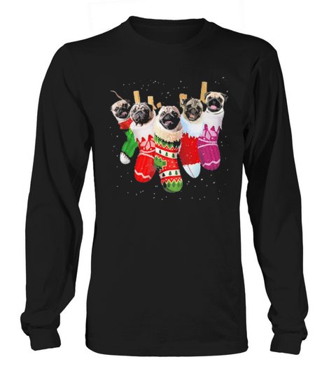 Pug Christmas Socks Funny Xmas Vintage Cute Gift Long sleeved Unisex