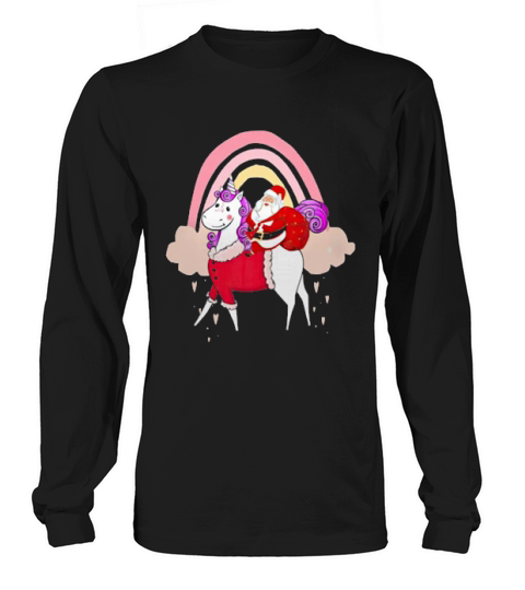 Santa Claus Riding Unicorn Christmas Long sleeved Unisex