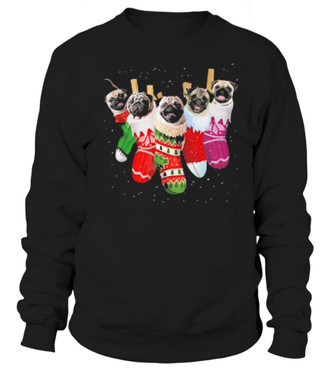Pug Christmas Socks Funny Xmas Vintage Cute Gift Sweatshirt Unisex