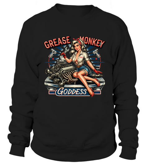 Retro Vintage grease monkey goddess Sweatshirt Unisex