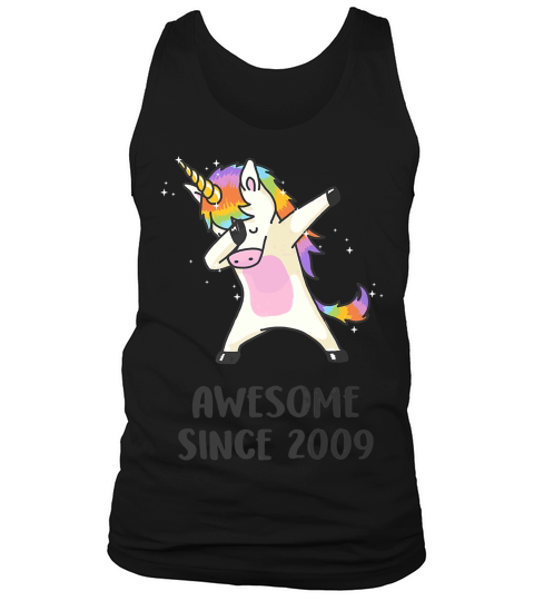 Cute Unicorn Awesome Since 2009 10th Birthday Gifts Tank Top Unisex