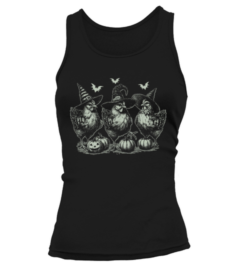 Chicken Witches Funny Halloween D Retro Green Tank top Woman