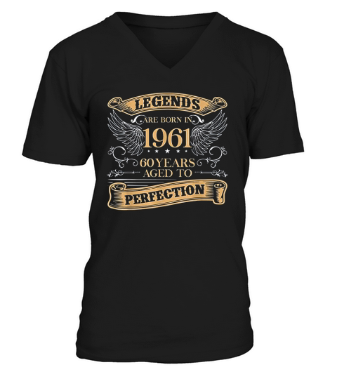 Aged To Perfection Bday 60th Birthday Gift Vintage Born 1961 V-Neck T-shirt