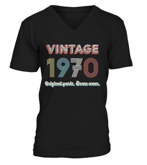 Birthday Various Years Vintage Original Parts Retro V-Neck T-shirt