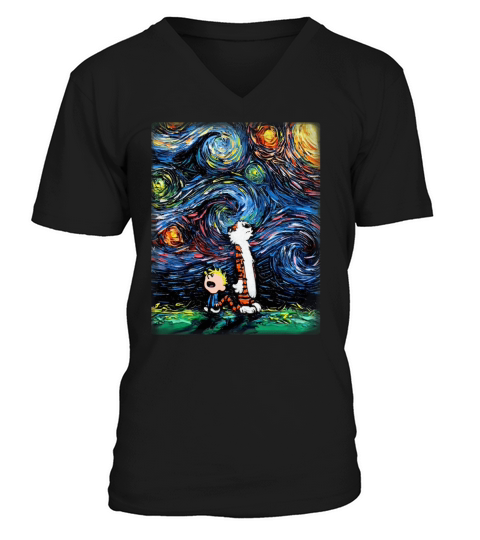 calvin and hobbes starry night t shirt T-Shirt V-Neck T-shirt
