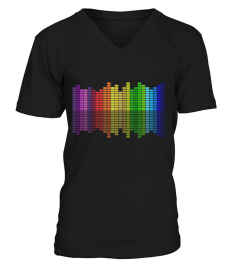 Colorful Equalizer DJ Shirt Sound Activated Music Note Shirt V-Neck T-shirt