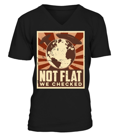 Vintage UFO Alien  Not Flat We Checked 3 V-Neck T-shirt