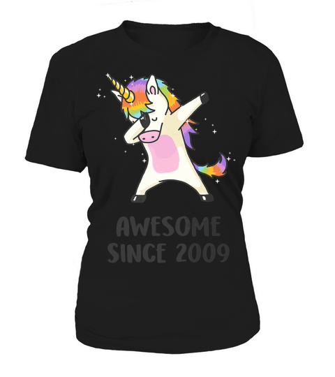 Cute Unicorn Awesome Since 2009 10th Birthday Gifts Women's T-Shirt