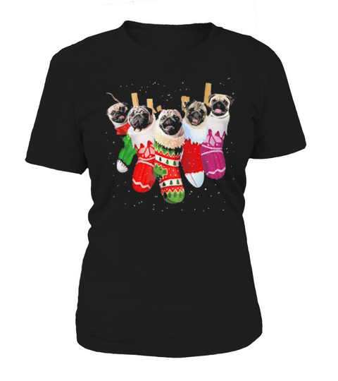 Pug Christmas Socks Funny Xmas Vintage Cute Gift Women's T-Shirt