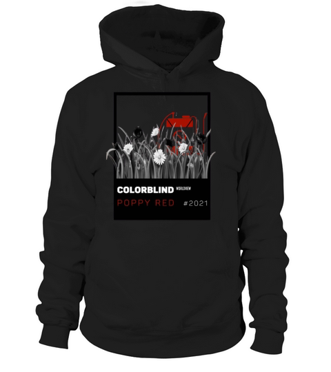POPPY RED   black card by COLORBLIND WorldView Hoodie Unisex
