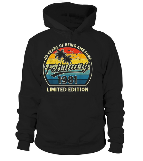 Vintage February 1981 Retro 40 Year Old 40th Birthday Gift Hoodie Unisex