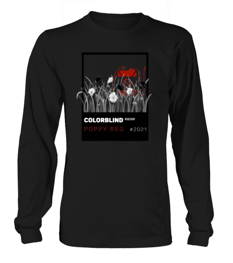 POPPY RED   black card by COLORBLIND WorldView Long sleeved Unisex