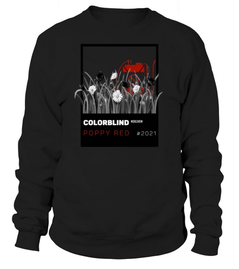 POPPY RED   black card by COLORBLIND WorldView Sweatshirt Unisex
