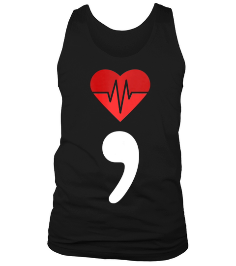 Semicolon Heartbeat Suicide Depression Prevention _1 T-shirt Tank Top Unisex