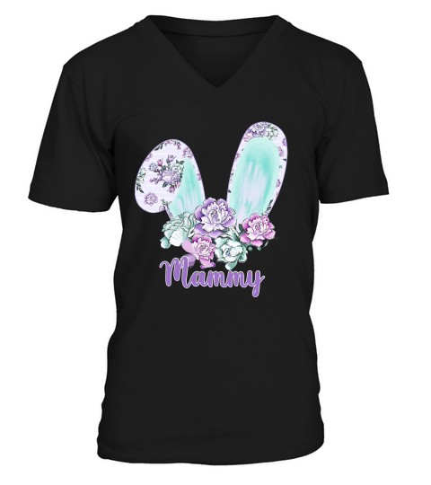 Easter Bunny With Flowers Mammy Great Family Gift For Women V-Neck T-shirt