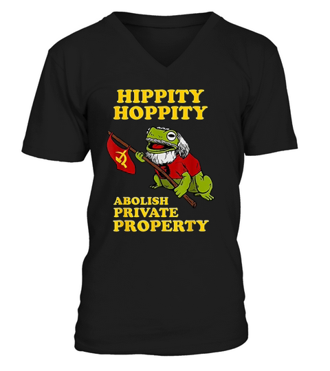 Hippity Hoppity Abolish Private Property Frog V-Neck T-shirt