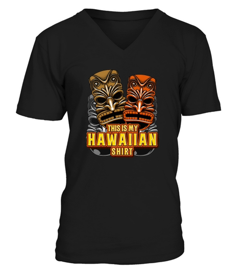 This Is My Hawaiian Shirt Tiki Torch Luau Summer T-Shirt Unisex V-Neck T-shirt