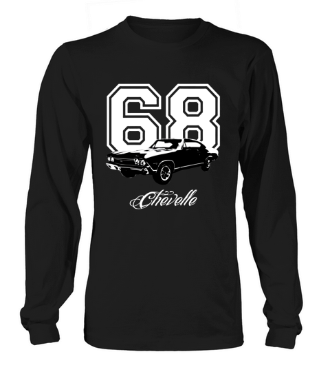1968 Chevelle Three Quarter Angle View with Year and Model Name Dark Color Long sleeved Unisex