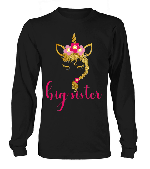 Big Sister Baby Announcement Unicorn T-shirt Children Teen Long sleeved Unisex