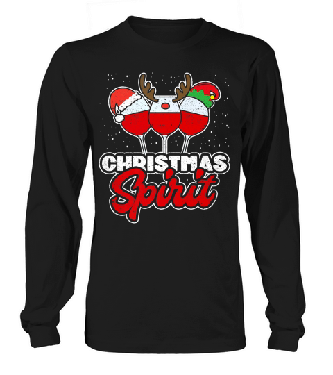 Christmas Spirit Wine Alcohol Drinking Holiday Snow Long sleeved Unisex