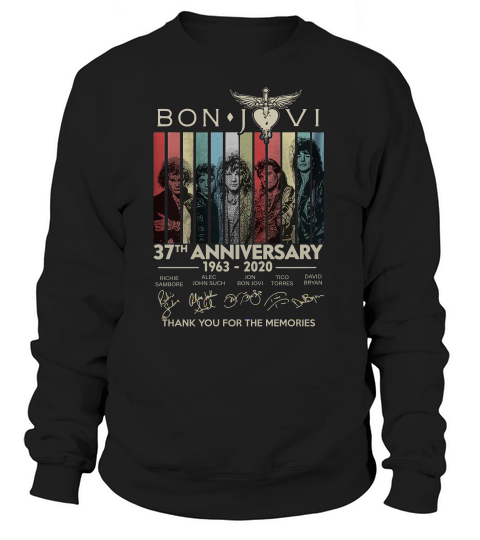 Bon Jovi 37th Anniversary Thank You For The Memories Vintage Sweater Sweatshirt Unisex