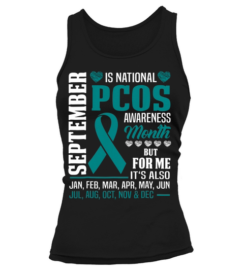 September Is Pcos Awareness Month Teal Ribbon Gift T-shirt Tank top Woman