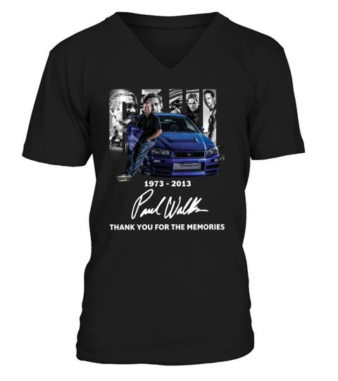 1973 2013 Paul Walker thank you for the memories V-Neck T-shirt