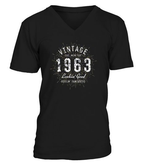 Born In 1963 Vintage 58th Birthday V-Neck T-shirt