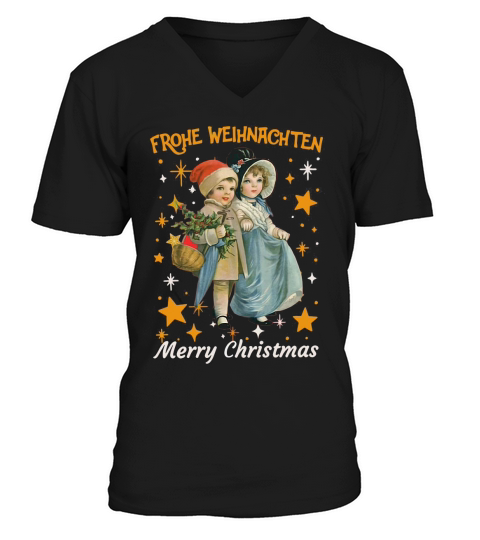 Frohe Weihnachten Merry Christmas German Vintage V-Neck T-shirt