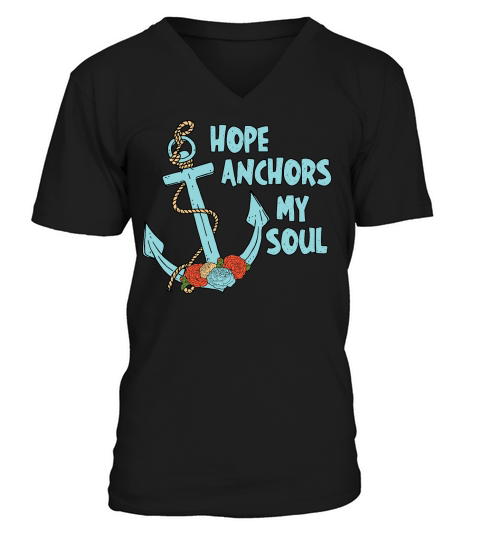 Hope Anchors My Soul Floral V-Neck T-shirt
