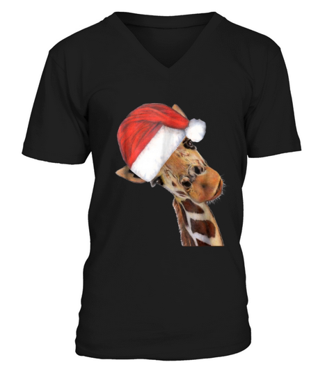 Original Good Time Giraffe In Santa Christmas Hat Sweater V-Neck T-shirt