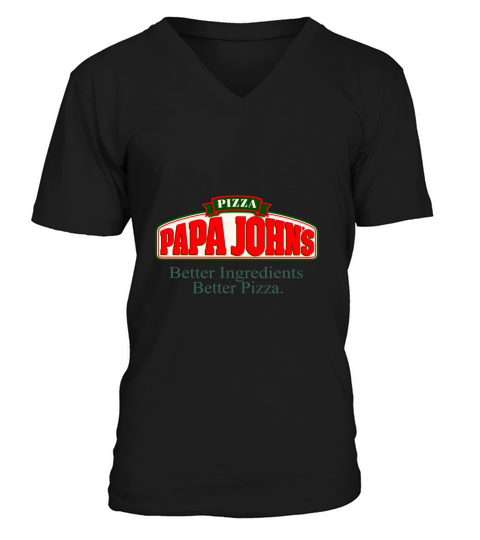 PaPa Johns Black Males V-Neck T-shirt